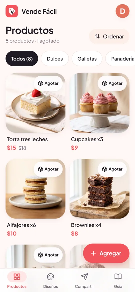 Lista de productos de la tienda con fotos y precios