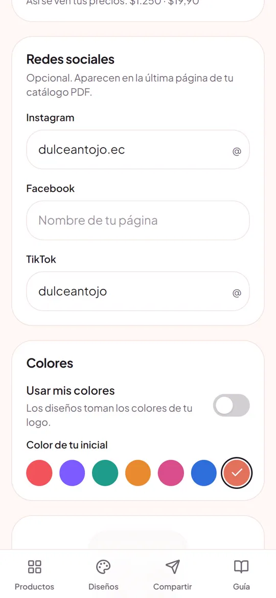 Ajustes de colores de la marca